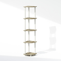 Furinno Turn-N-Tube 5 Tier Multipurpose Corner Display Rack Shelving Unit, Sonoma Oak/White Thumbnail - 1