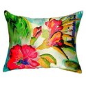 Lumbar Pillow Floral Red/Green Polyester Polyfill Insert - Betsy Drake Interiors Thumbnail - 1