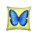 Blue Morpho No Cord Pillow - 18x18 Inches Square Throw Pillow Cover - Betsy Drake Interiors Thumbnail - 1