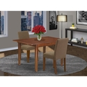 NOAB3-MAH-18 3Pc Rectangle 42/53.5" Dinette Table With 12 In Butterfly Leaf And A Pair Of Parson Chair With Mahogany Leg And Linen Fabric Coffee Thumbnail - 1