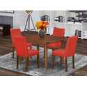 5 Piece Dining Set - Rectangle Table & 4 Chairs - Mahogany Finish Thumbnail - 1
