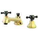 Polished Brass Widespread Lavatory Faucet with Black Nickel Trim - Kingston Brass Thumbnail - 1