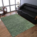 HomeStock Hand Knotted Loom Silk Mix 6'x9' Area Rug Solid Green White Thumbnail - 1