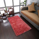 HomeStock Hand Tufted Shag Polyester 6'x9' Area Rug Solid Red White Thumbnail - 1