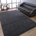HomeStock Hand Knotted Loom Wool 6'x9' Area Rug Solid Charcoal Thumbnail - 1