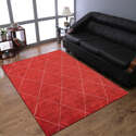 HomeStock Hand Knotted Loom Silk 8'x10' Area Rug Geometric Red Thumbnail - 1