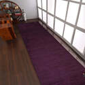 HomeStock Hand Knotted Loom Wool 2'6''x10' Runner Area Rug Contemporary Purple Thumbnail - 1