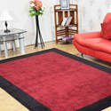 HomeStock Hand Knotted Loom Silk Mix 8'x11' Area Rug Contemporary Red Black Thumbnail - 1