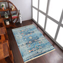 HomeStock Machine Woven Crossweave Polyester 3'11''x5'10'' Area Rug Oriental Blue Thumbnail - 1