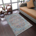 HomeStock Machine Woven Crossweave Polyester 10'x13' Area Rug Oriental Beige Blue Thumbnail - 1