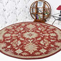 HomeStock Hand Tufted Wool 8'x8' Round Area Rug Contemporary Red Thumbnail - 1