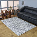 HomeStock Hand Woven Overtufted Kilim Polypropylene 5'x8' Area Rug Geometric Light Gray Thumbnail - 1