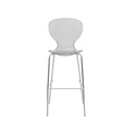 LeisureMod Oyster Acrylic Barstool with Steel Frame in Chrome Finish Set of 2 in Smoke Thumbnail - 1
