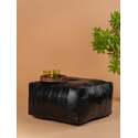 HomeStock Geometric Handmade Eco-Friendly Buffalo Leather Square(Jumbo) 26" x 26" x 14" Black Pouf Thumbnail - 1