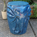 Ceramic Garden Stool - Elephant Drum Design - 15x15x18 - Outdoor Decor - Patio Seating - Durable Garden Furniture Thumbnail - 1