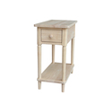 International Concepts Solid Wood Narrow Side Table, Unfinished Thumbnail - 1