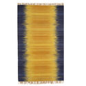 Yellow and Blue Reversible Handmade Wool Flatweave Rug 9x12 - Eorc Thumbnail - 1