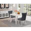 Kitchen Dinette Set - Table & 2 Chairs - Linen White & Gray Thumbnail - 1