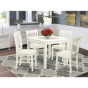 5 Piece Dinette Set - Table & 4 Chairs - Linen White Finish - Kitchen Dining Room Set Thumbnail - 1