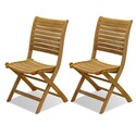 Teak Folding Chairs Set Outdoor Patio Furniture - International Home Miami Thumbnail - 1