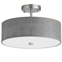 Grey Fabric Semi - Flush Mount Ceiling Light 3 Bulb E26 60W Dimmable - Dainolite Thumbnail - 1