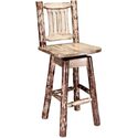 Wooden Swivel Barstool with back from Glacier Country Collection Thumbnail - 1