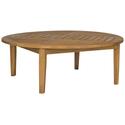 Teak Brown Round Outdoor Cocktail Table for Conversation and Drinks - Safavieh Thumbnail - 1