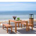 59 - Inch Teak Wood Patio Dining Set Table & 2 Backless Benches - Safavieh Thumbnail - 1