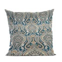 Plutus Brands Blue Gold Beige Majestic Swirl Paisley Luxury Throw Pillow Thumbnail - 1