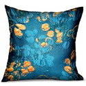 Plutus Brands Bronze Blossom Blue Floral Luxury Throw Pillow Thumbnail - 1