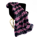 Plutus Brands Fuchsia Black Fluffy Fields Faux Fur Luxury Throw Blanket Thumbnail - 1