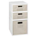 White Wood Grain Storage Cubes Set - Full & Half Cubes with Foldable Bins - Regency Seating Thumbnail - 1