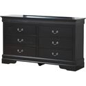 6 Drawer Wooden Black Dresser - Louis Phillipe 2, By Passion Furniture Thumbnail - 1