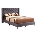 Julie Gray Tufted Upholstered Low Profile Queen Panel Bed Thumbnail - 1