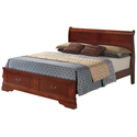 Louis Philippe Cherry Queen Storage Sleigh Wood Bed Thumbnail - 1
