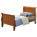 Louis Philippe Oak Twin Sleigh Bed with Headboard and Footboard Thumbnail - 1