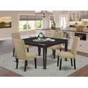 5 Piece Dining Set - Square Table & 4 Linen Chairs Thumbnail - 1