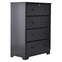 Better Home Products Isabela Solid Pine Wood 4 Drawer Chest Dresser in Black Thumbnail - 1