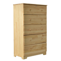 Isabela Solid Pine Wood 5 Drawer Chest Dresser in Natural Thumbnail - 1