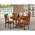 Asian Hardwood Dining Table Set with Leaf and Sturdy Wooden Chairs Thumbnail - 1