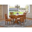 East West Furniture PORT7-SBR-W 7 Piece Dining Room Table Set Consist of an Oval Kitchen Table with Butterfly Leaf and 6 Dining Chairs, 42x60 Inch, Saddle Brown Thumbnail - 1