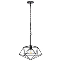 Elegant Designs Large 16" Geometric Diamond Shaped Pendant Industrial Metal Wire Cage Hanging Ceiling 1 Light Fixture, Black Thumbnail - 1