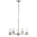 Traditional 5-Light Metal Glass Pendant Chandelier Brushed Nickel Thumbnail - 1