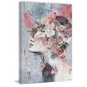 Parvez Taj Pink Flower Face Painting Print on Wrapped Canvas Thumbnail - 1