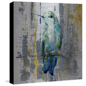 Parvez Taj Blue Songbird Painting Print on Metal Thumbnail - 1