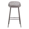 Contemporary Modern Outdoor Bar Stool Set of 2 with Powder Coated Metal Legs Thumbnail - 1
