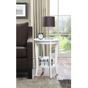 Convenience Concepts American Round End Table 18.25" - Classic Side Accent with Storage Shelf for Living Room, Traditional Family Room or Bedroom Nightstand, White Thumbnail - 1
