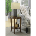 Gray Round End Table Storage Display Solid Pine Wood Birch Veneer MDF - Convenience Concepts Thumbnail - 1