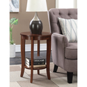 Gray Round End Table Storage Display Solid Pine Wood Birch Veneer MDF - Convenience Concepts Thumbnail - 1
