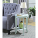 Gray Round End Table Storage Display Solid Pine Wood Birch Veneer MDF - Convenience Concepts Thumbnail - 1